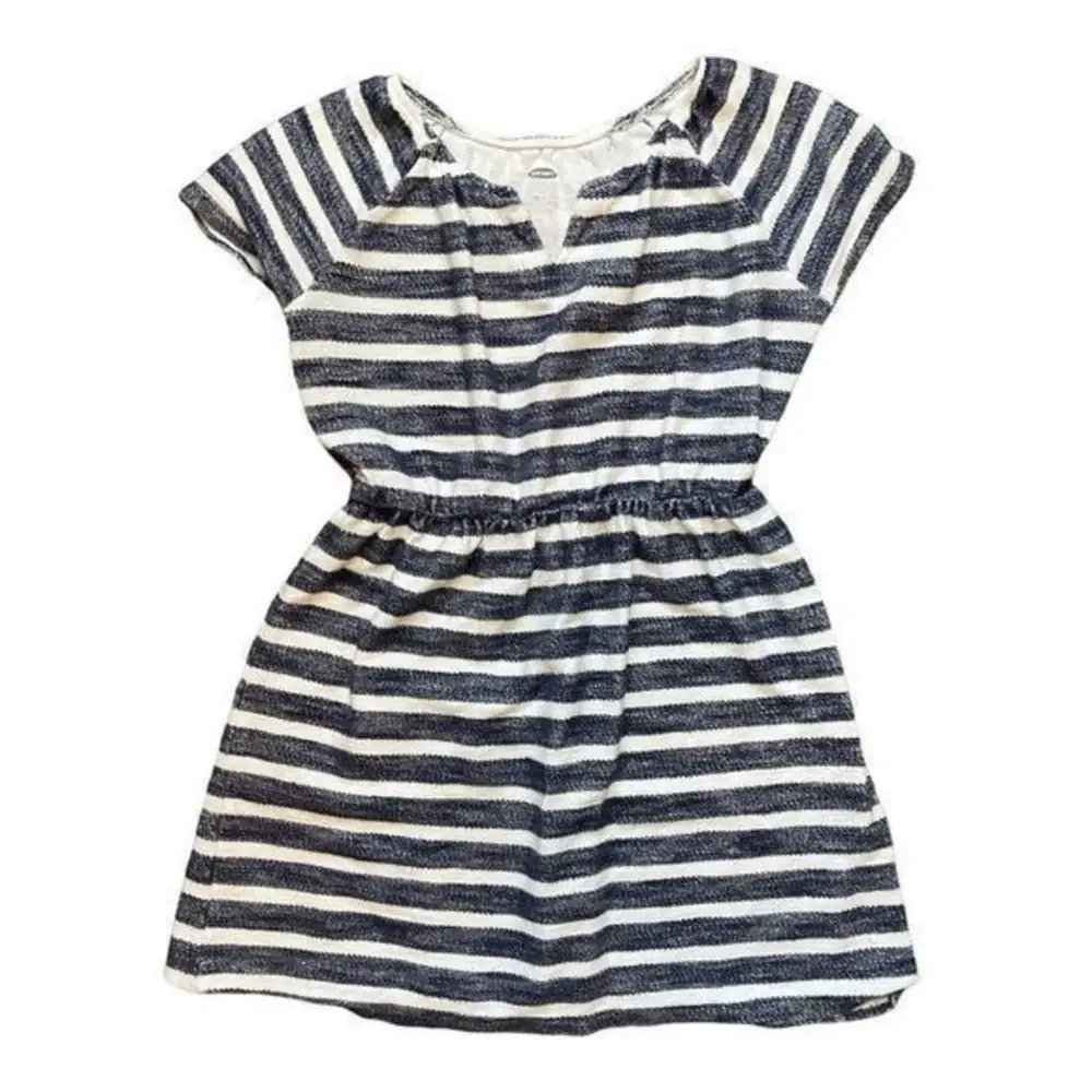 Old Navy 100% Cotton Blue‎ and White Striped Short Sleeve Sundress Girl's Sz 6-7